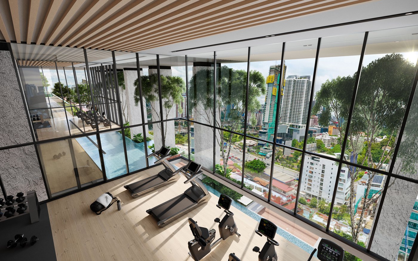 Artist's impression of the gymnasium behind full-height glass