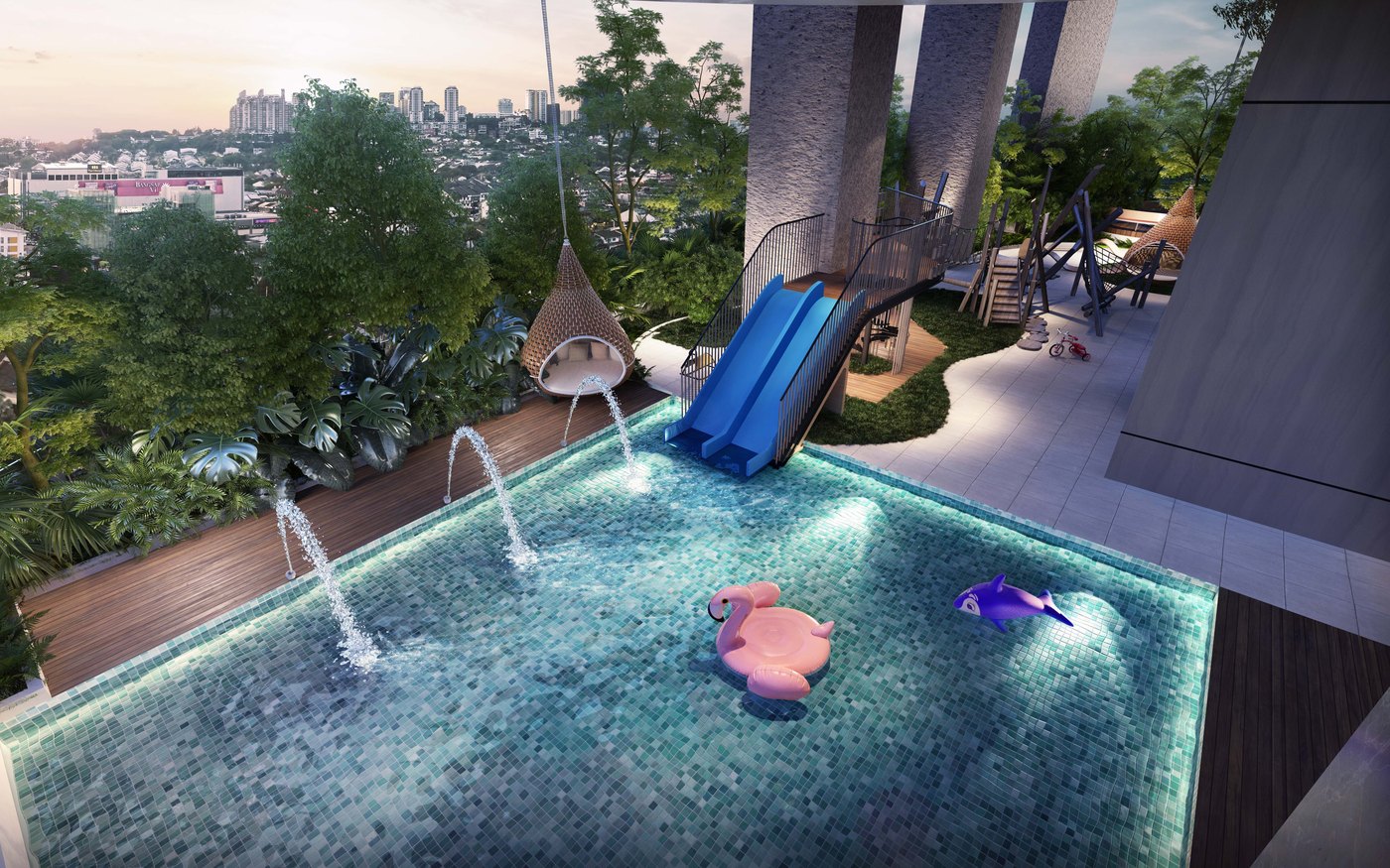 Artist's impression of the kids' pool and water play area