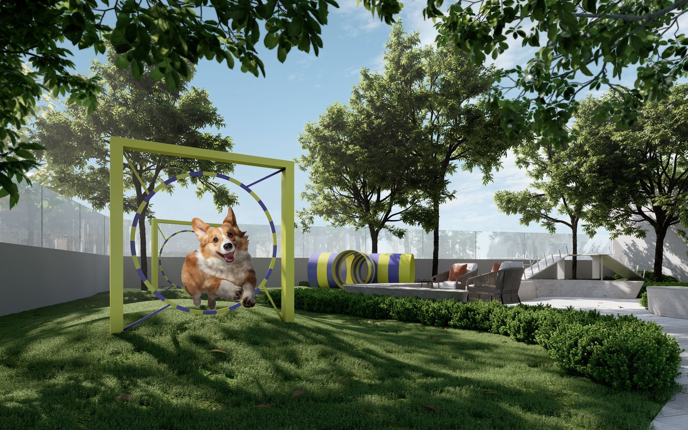 Artist's impression of the pet area on the lawn