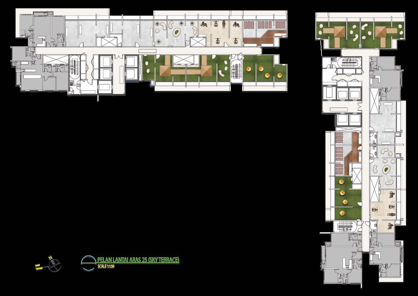 Binastra Cochrane Level 25 sky terrace floor plan with lounges, terraces and amenity rooms