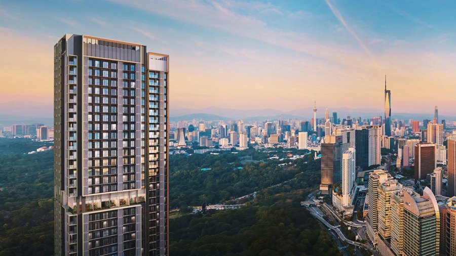 Parkside Residences at Setia Federal Hill, developer's artist's impression of the tower above the Kuala Lumpur skyline