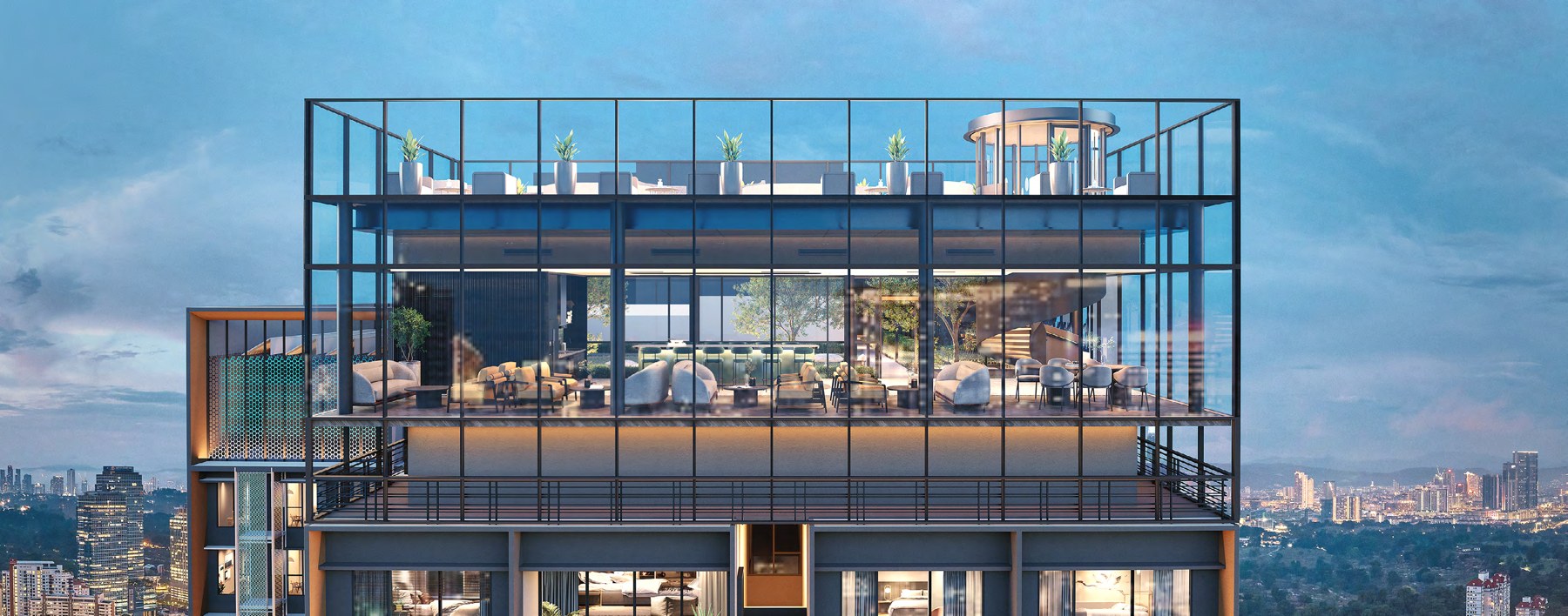 Artist's impression of the illuminated crown of the tower housing the Level 61 amenities