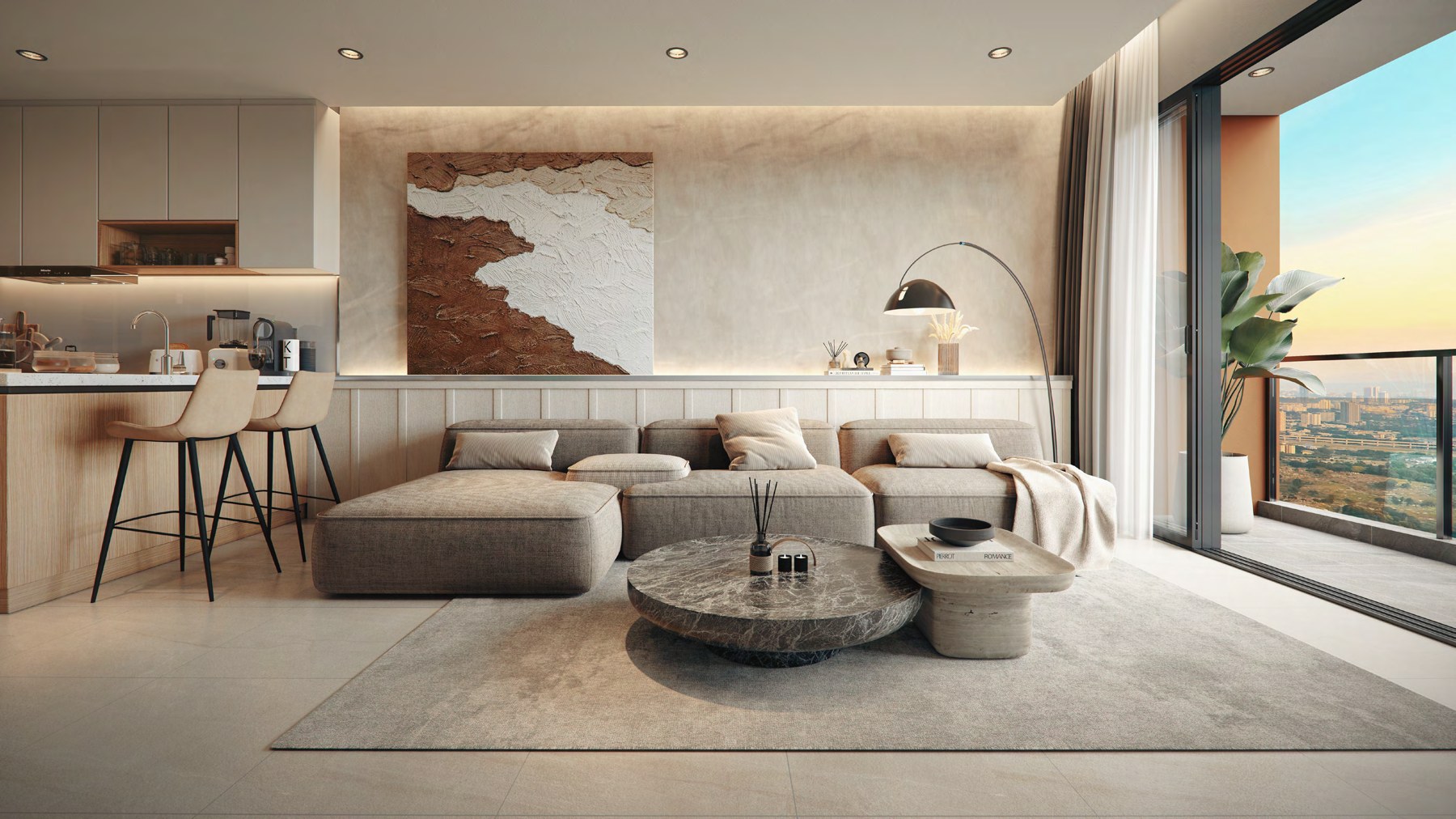 Artist's impression of a Type D2 living room
