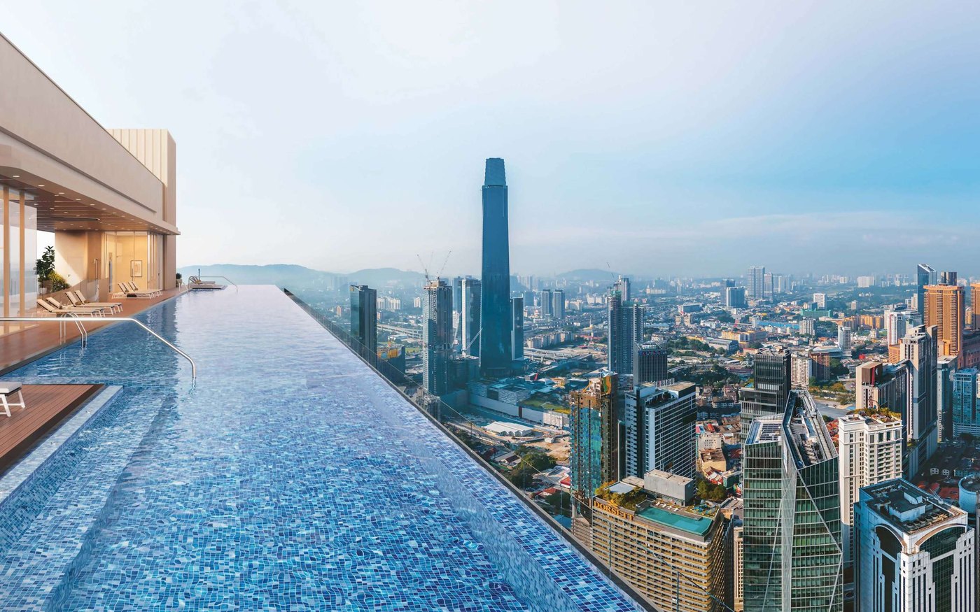 Artist's impression of the Level 67 infinity pool with the Kuala Lumpur skyline beyond