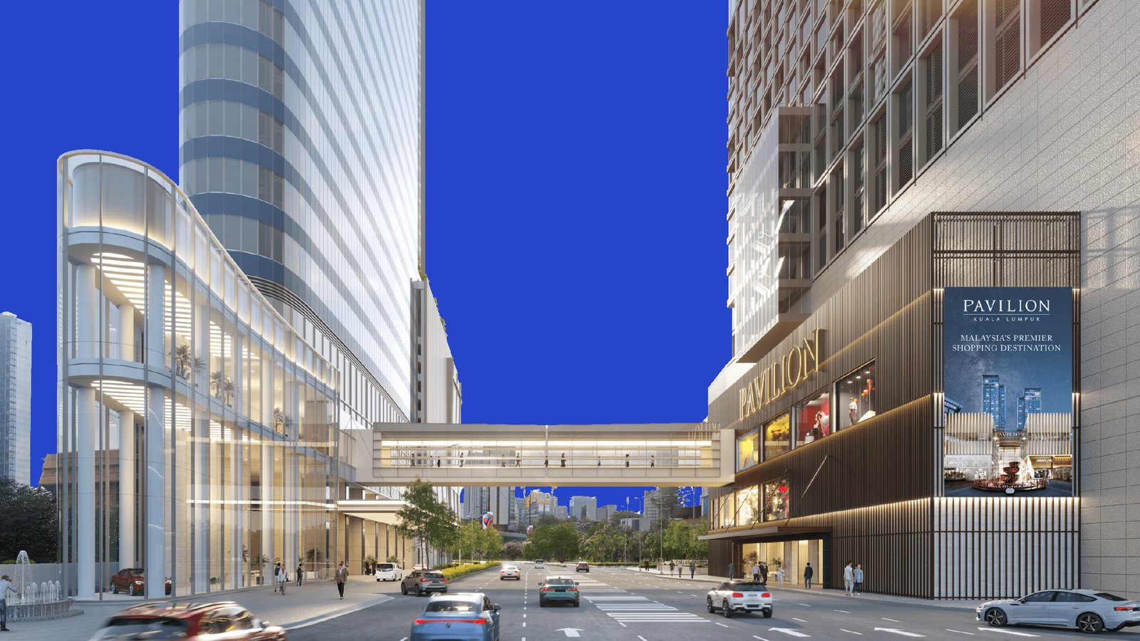 Developer's published artist impression of the Pavilion Square towers at the Jalan Raja Chulan, Jalan Bukit Bintang and Jalan Imbi intersection